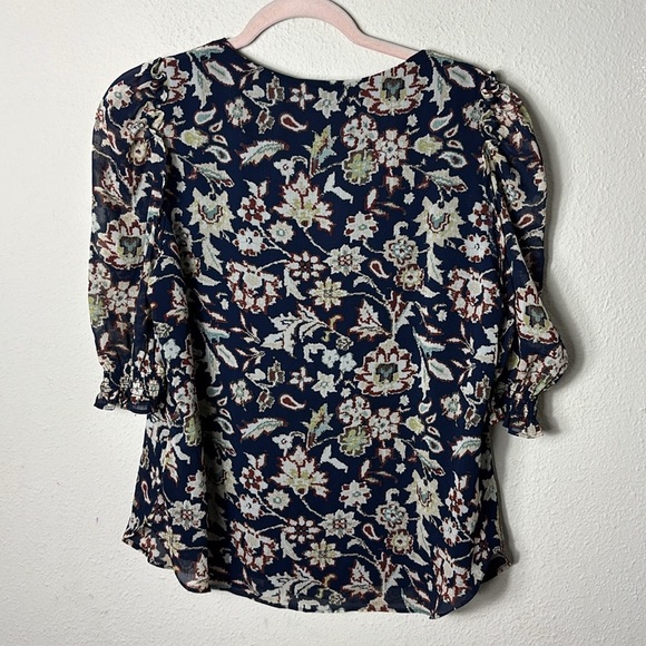 Lauren Ralph Lauren Black Label Crinkle Georgette Puff-Sleeve Top size Large - Picture 9 of 12